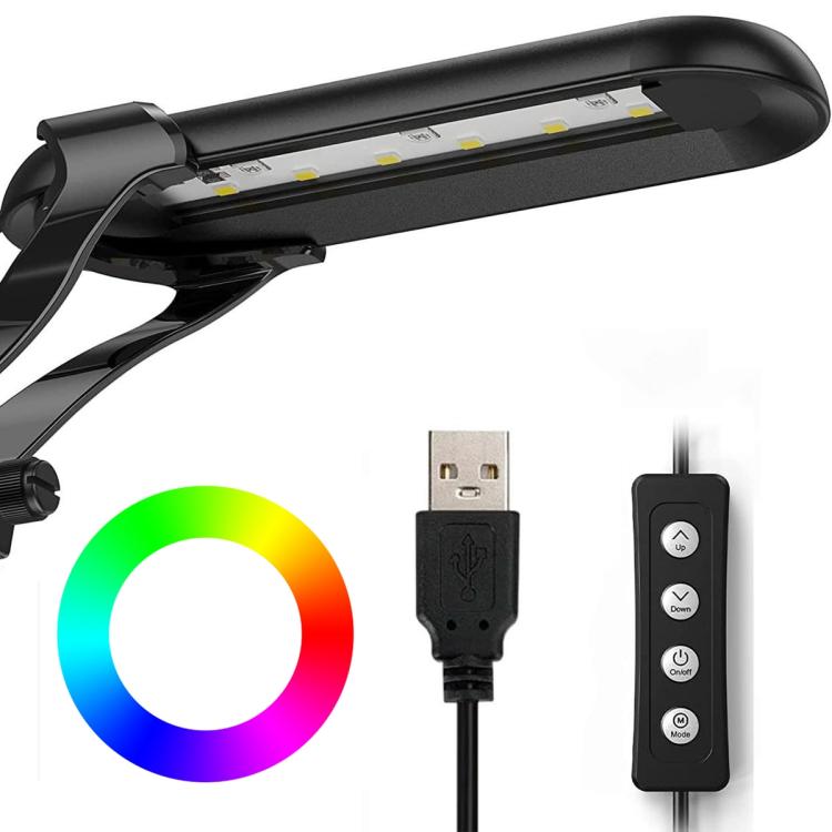 Clip-on aquarium LED light with black housing and built-in LED strip
