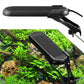 Clip-on aquarium LED light with clamp, black light bar and ridged heat-sink