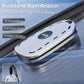 White windshield wiper rubber restorer tool on windshield glass with black lanyard