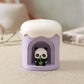 Purple mini night light humidifier with panda face in front window