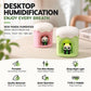 Mini night light humidifiers in pink and green, each with panda face window