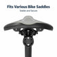 Radar tail light bracket attached under black bike saddle with circular mounting base