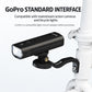 CYCLAMi S17 light mount holding a front bicycle light on bike fork, black bracket