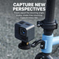 CYCLAMi S17 extension mount with action camera attached to bike fork, black arm