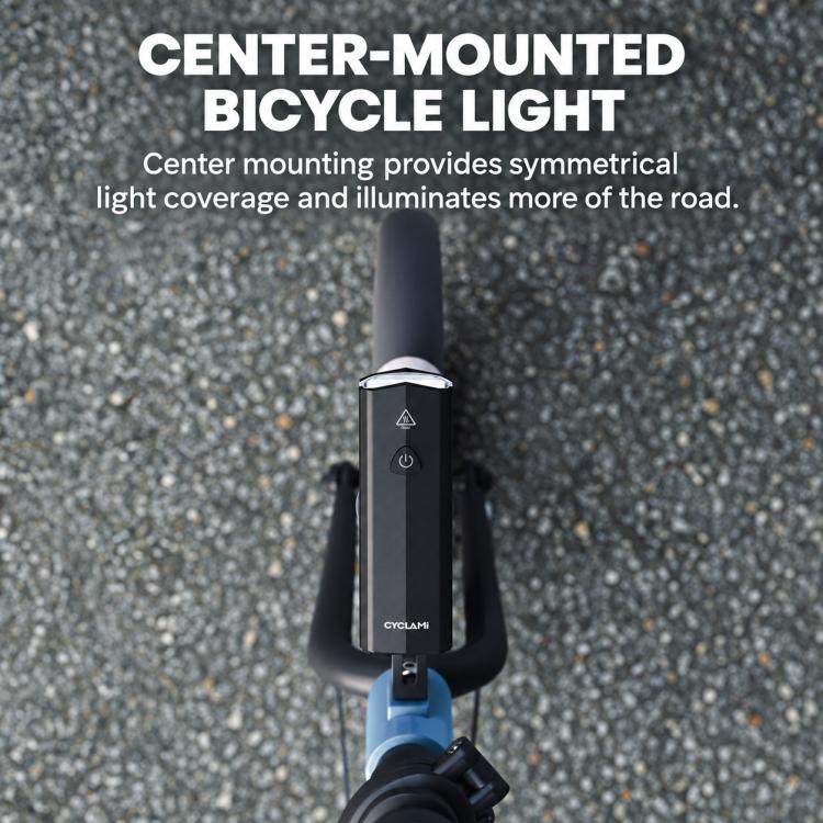 CYCLAMi S17 center-mounted bicycle light mount on fork, black extension bracket