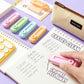 Pastel refillable sliding erasers with serrated blades and a cream zip pouch