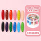 Children's plastic crayon set with clear tub of colorful oval crayons, 12-count shown