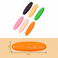 Plastic crayons set and size view: oval ridged crayon pieces with length measurement