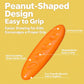 Orange peanut-shaped plastic crayon with dimpled, ridged surface for easy grip