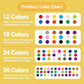 Children's plastic color crayon set color chart showing multiple color options