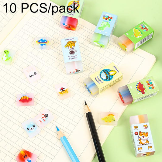 Kids cartoon sandwich eraser set with assorted animal designs in small blocks