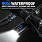 CYCLAMi waterproof bike headlight on handlebars under rain with water droplets