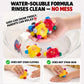 Water-soluble pocket crayons, colorful 6-in-1 crayon figures in a bowl of water