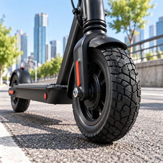 11-inch tubeless scooter tire with deep tread, black, replacement wheel tire