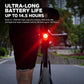 Cycling radar tail light with bright red rear light glowing on bike