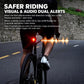 Cycling smart radar tail light blinking red on a bike rear frame