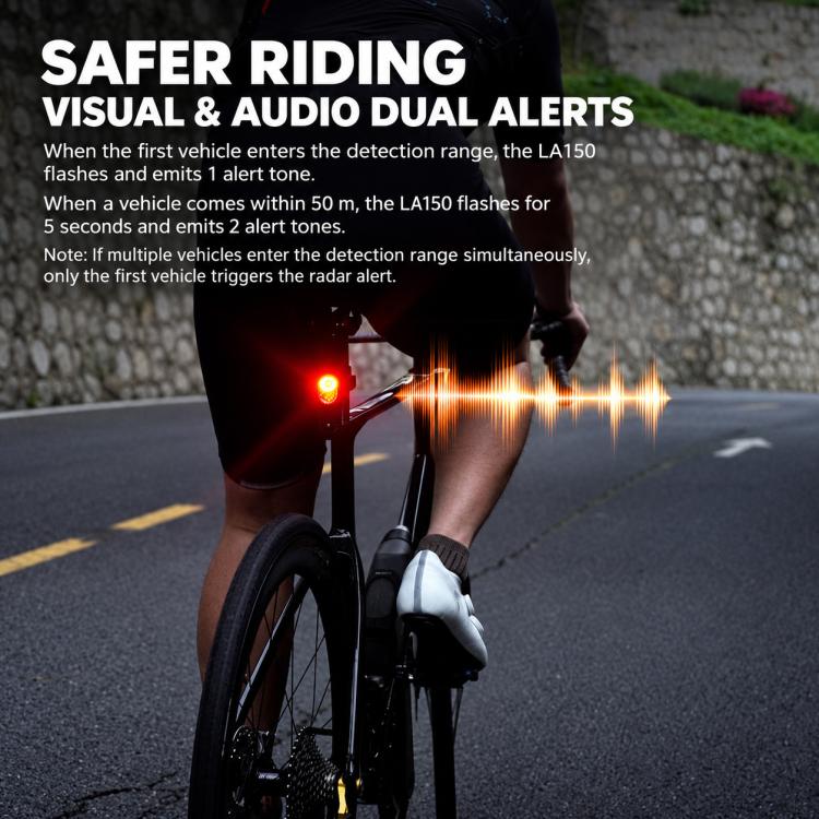 Cycling smart radar tail light blinking red on a bike rear frame