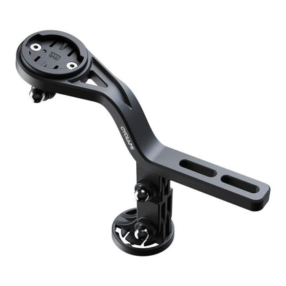 Bicycle bike computer mount with arm and clamp, black.