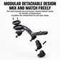 Detachable modular bike computer mount with main arm and accessory bases, black.