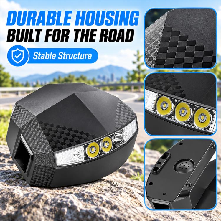 Black scooter dashboard housing with checkered panels and front LED light cluster