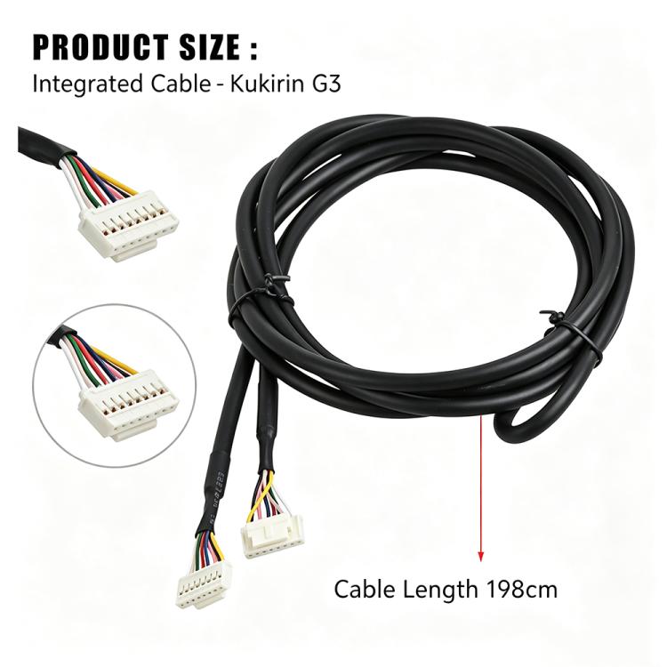 Black scooter controller cable with two white multi-pin connectors, 198 cm
