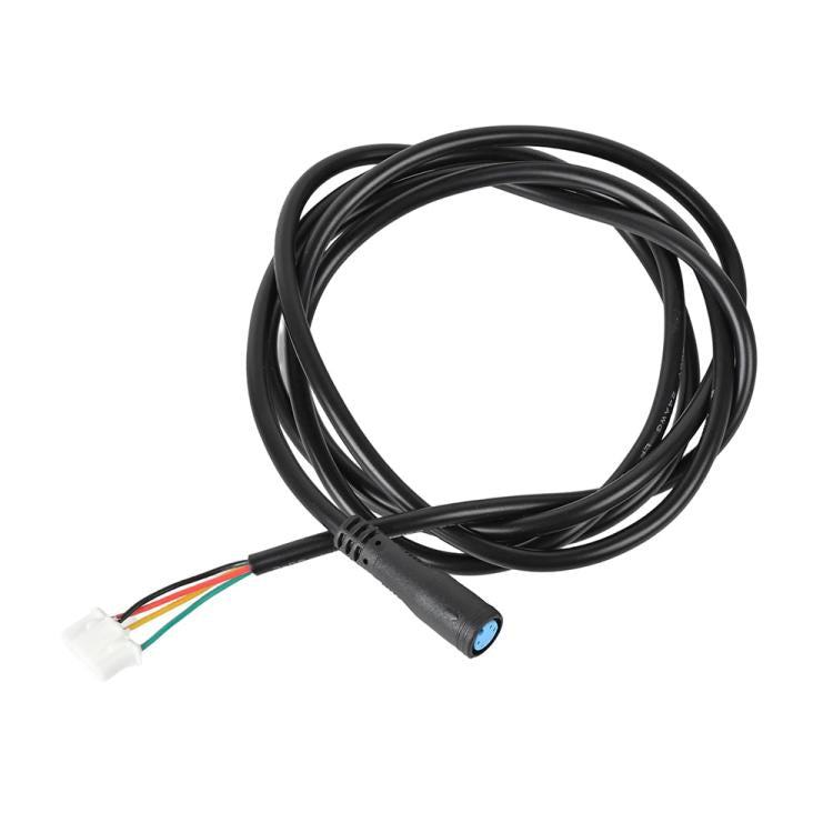Electric scooter controller connector cable, 130cm, black with 5-pin plug and blue round interface