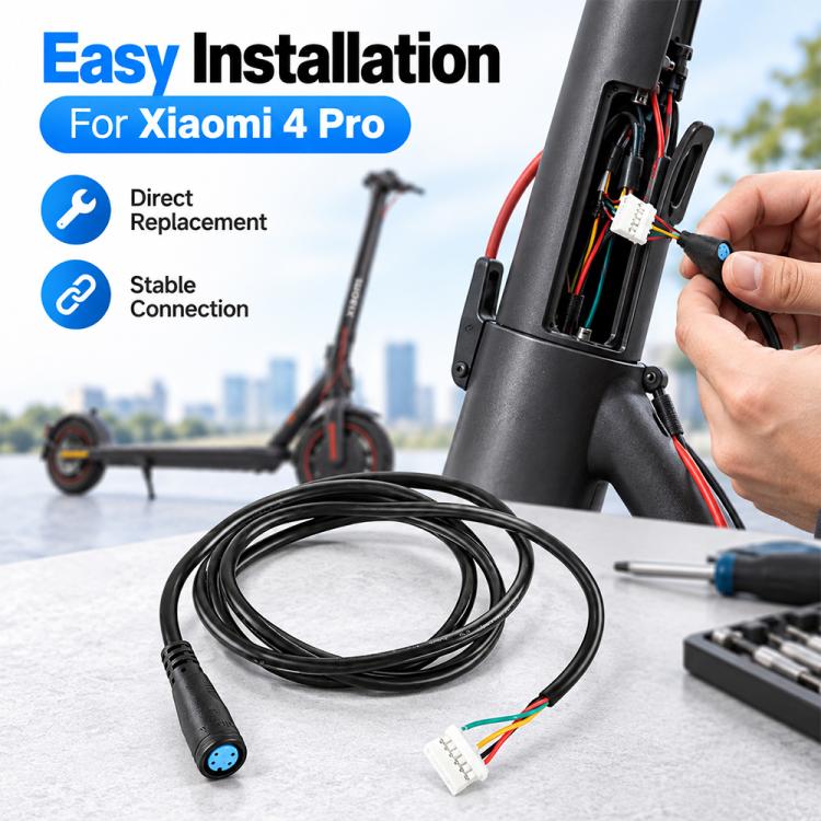 Black controller connection cable with blue round interface and white 5-pin plug