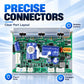 Electric scooter controller PCB top view with circuit components and plug-in port connectors