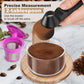 LsCook no-spill coffee scoop spoon with grounds over clear glass measuring bowl