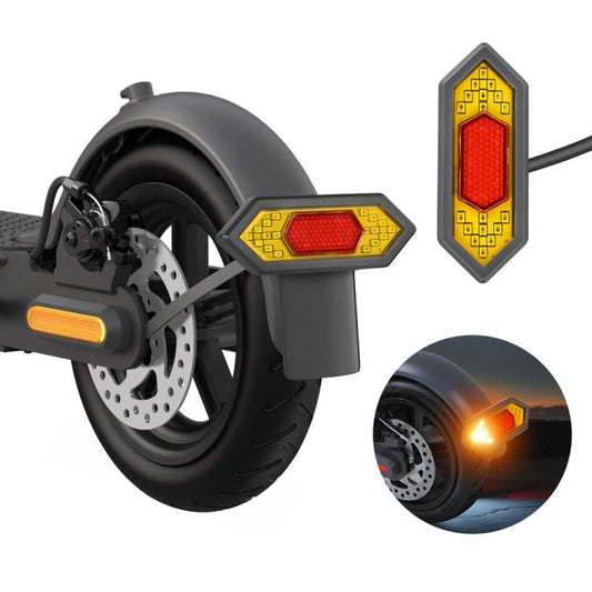 Electric scooter turn signal and brake light module with red lens and yellow frame