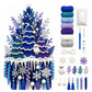 Blue and purple crochet winter tree door hanger with snowflake decorations and owl