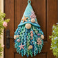 Light blue crochet ocean door hanger with starfish, seashells, and hanging loop