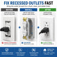 Metal outlet leveling spacer pieces for mounting recessed outlets flush