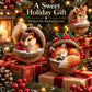 Woodland animal Christmas ornaments with bead-textured wreath and hanging loop