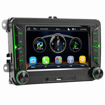 7-inch in-dash MP5 player stereo head unit with touchscreen and circular volume knobs