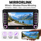 In-dash MP5 player showing MirrorLink screen preview and controls, black unit