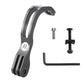 Silver/gray L-shaped front fork light and camera mount bracket with two mounting screws