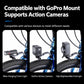 Front fork mount bracket holding an action camera and bike light