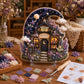 3D textile art cottage with moon-themed pharmacy and butterfly accents