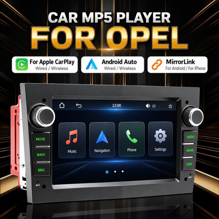 7-inch car MP5 player head unit with large display and control buttons for OPEL