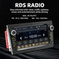 7-inch car MP5 head unit showing FM radio frequency on touchscreen