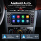 7-inch car MP5 player screen showing Android Auto apps with wireless and wired icons