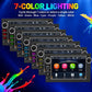 7-inch car MP5 player with 7-color lighting and multiple head units shown