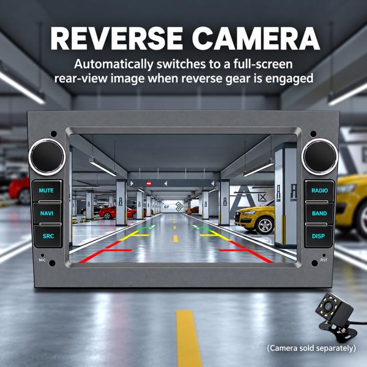7-inch car MP5 player with rear-view reverse camera screen and parking guide lines