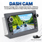 7-inch car MP5 player showing dash cam video on the touchscreen