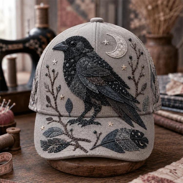 Crow embroidered vintage sunshade cap