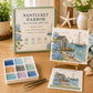 Nantucket Harbor sea glass art kit (1-piece set) with blue-toned glass pieces and guide