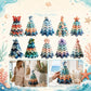 DIY patchwork Christmas tree kit with ocean-themed tiered fabric tree designs
