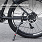 Aluminum alloy kickstand clamped near rear wheel, black stand with rubber foot