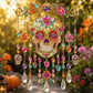 Acrylic skull hanging ornament with colorful floral accents and heart bead chain drops